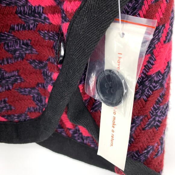 Modcloth Little Plaid Riding Hood Cape Poncho Womens Size M Pink Red Multi NEW - Picture 5 of 7